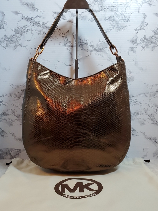 Michael Kors Handbags - Michael Kors Cocoa Fulton Chain Hobo Snake-Embossed Shoulder Bag NWT